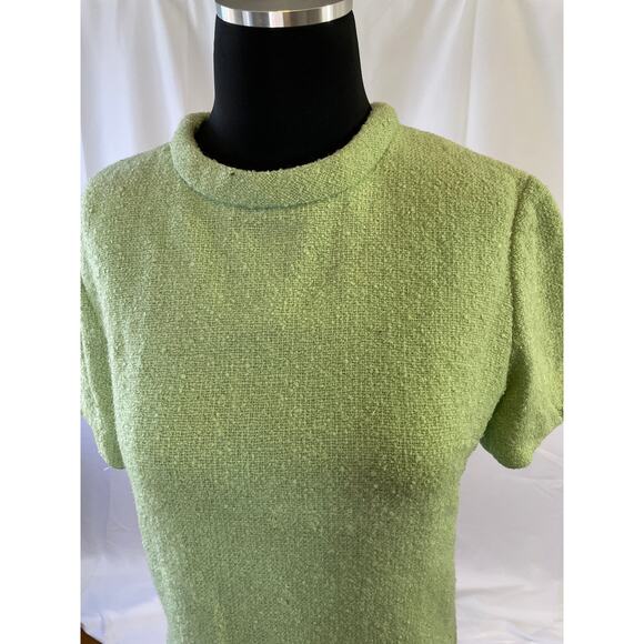 Vintage 1960s Mint Green Textured A-Line Dress - Size 16 Lined Mod Retro Look - Picture 13 of 16